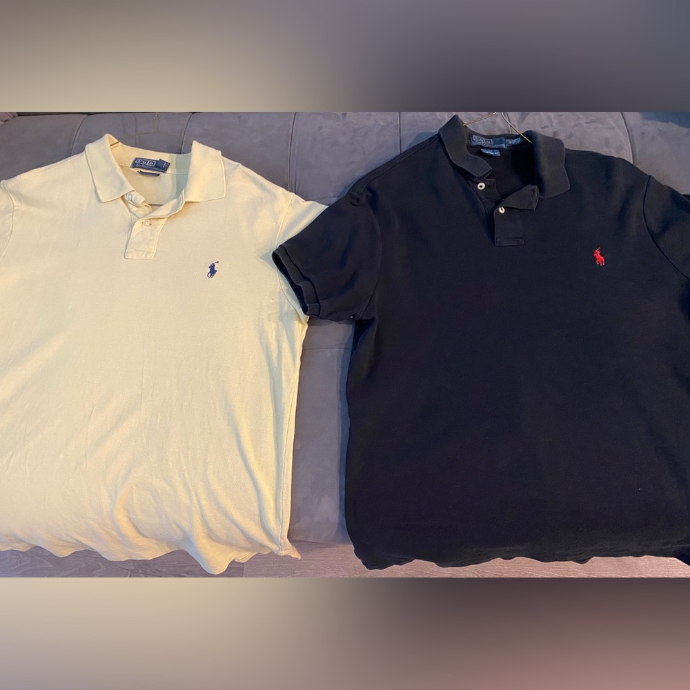 Men’s black and yellow polo shirts used Custom fit Large